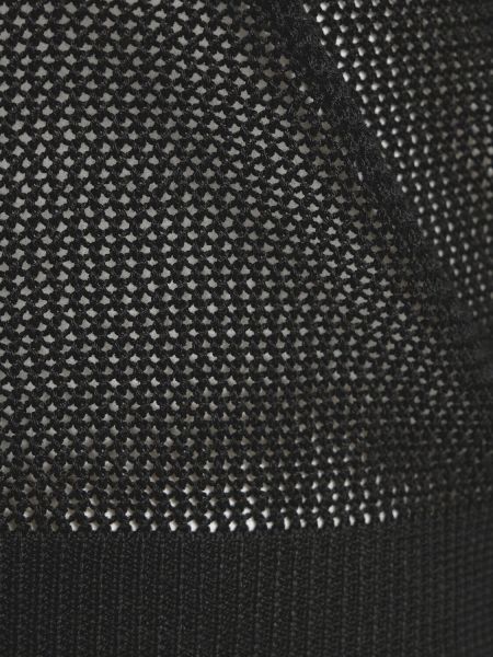 Polo en coton avec manches longues en mesh Laneus noir