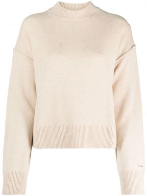 Džemper s okruglim izrezom Calvin Klein bež