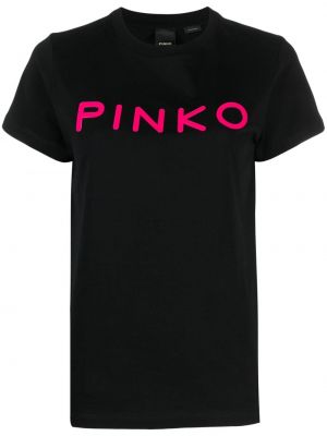 Памучна тениска с принт Pinko черно