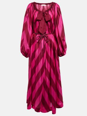Vestido largo de seda con estampado Zimmermann rosa