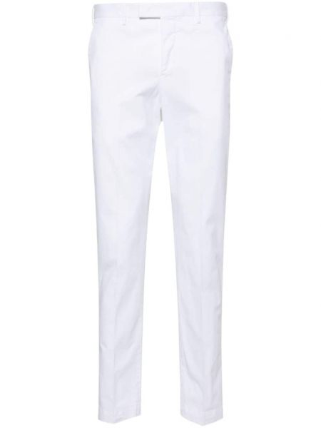Bavlněné slim fit úzké kalhoty Pt Torino bílé