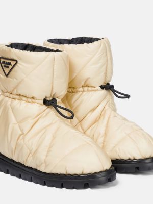Prošívané sněžné boty z nylonu Prada bílé