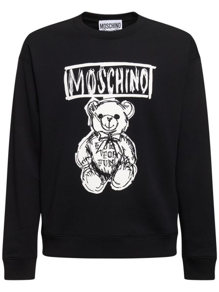 Crewneck sweatshirt i bomull med mönster Moschino svart