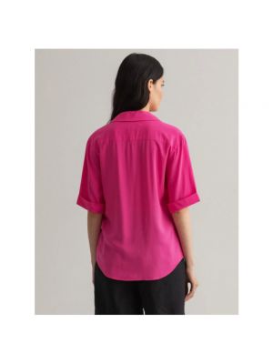 Koszula z wiskozy Gant różowa