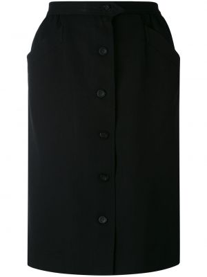 Vlněné midi sukně Yves Saint Laurent Pre-owned - černá