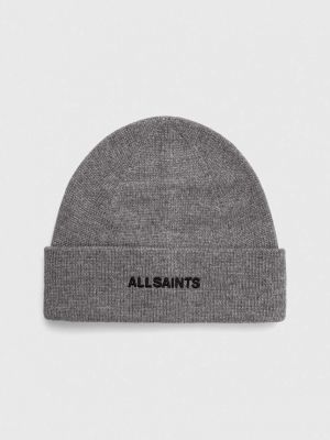 Вълнена шапка Allsaints сиво