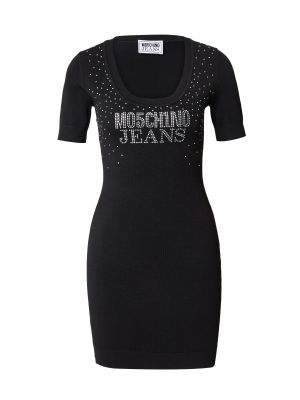 Átlátszó kötött denim ruha Moschino Jeans fekete