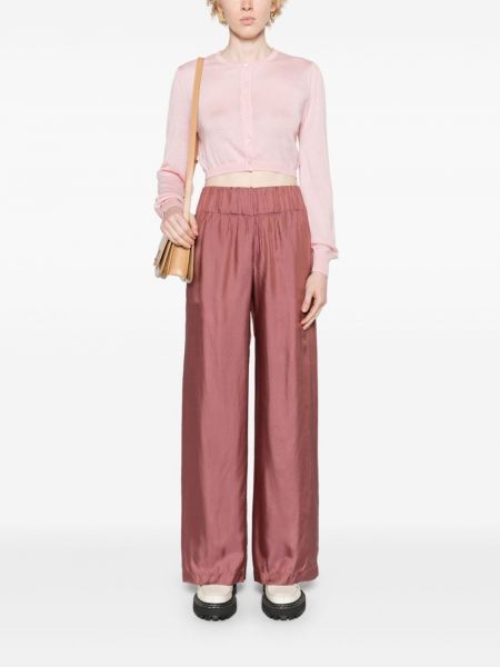 Saténové rovné kalhoty Aspesi růžové