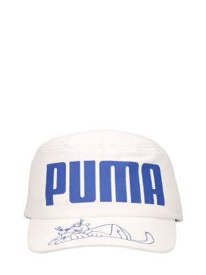 Bavlnená šiltovka s potlačou Puma biela