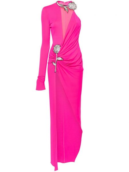 Φλοράλ βραδινό φόρεμα David Koma ροζ