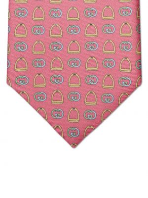 Raštuotas šilkinis kaklaraištis Gucci rožinė