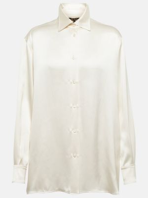 Bluză din satin de mătase Loro Piana alb