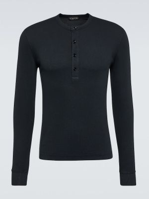 Camiseta con botones de punto Tom Ford negro