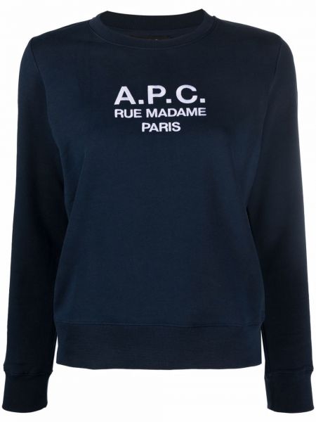 Trykt bomull sweatshirt A.p.c. blå