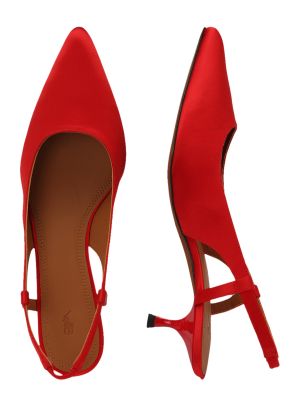 Полуотворени обувки с ток с отворена пета Polo Ralph Lauren червено