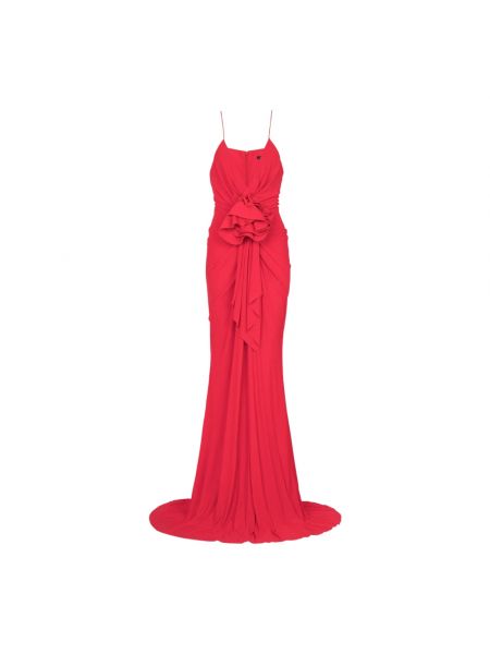 Sukienka długa plisowana Balmain czerwona