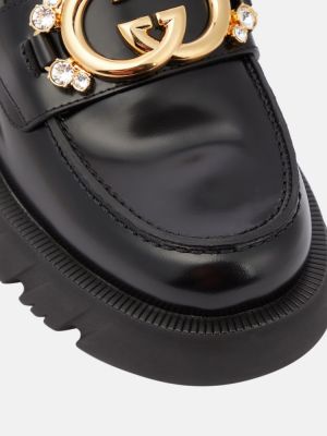 Loafers skórzane Gucci czarne