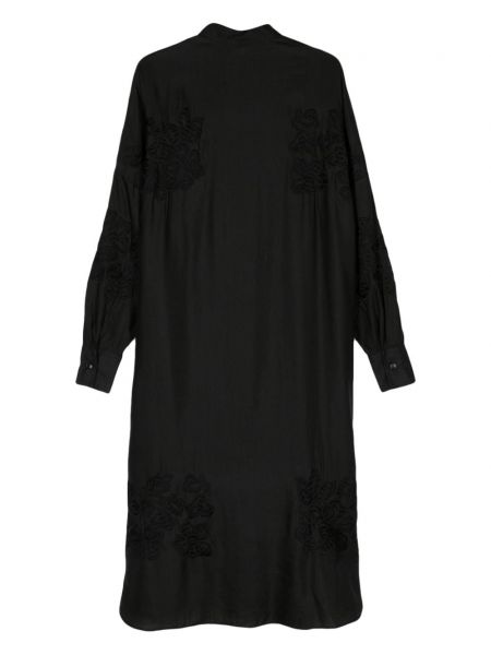 Květinové lněné šaty Ermanno Scervino černé
