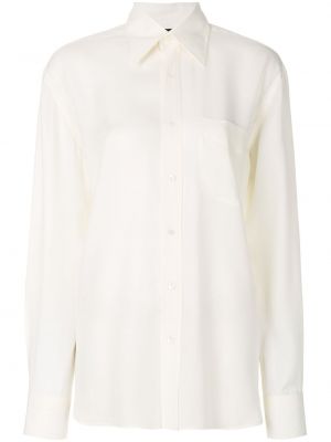 Риза с копчета от креп Tom Ford бяло