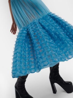 Falda midi con volantes de tul Noir Kei Ninomiya azul