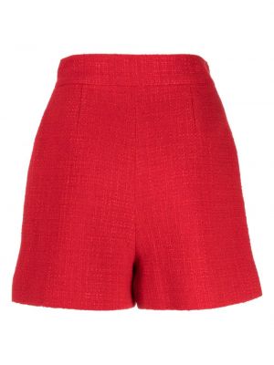 Shorts taille haute en tweed Elie Saab rouge