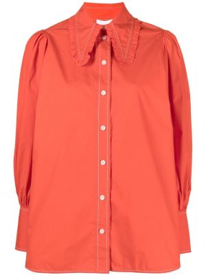 Блузка с воротником Ganni, оранжевая