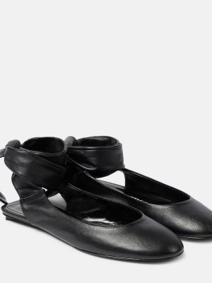 Nyitott sarkú bőr balerina cipők The Attico fekete