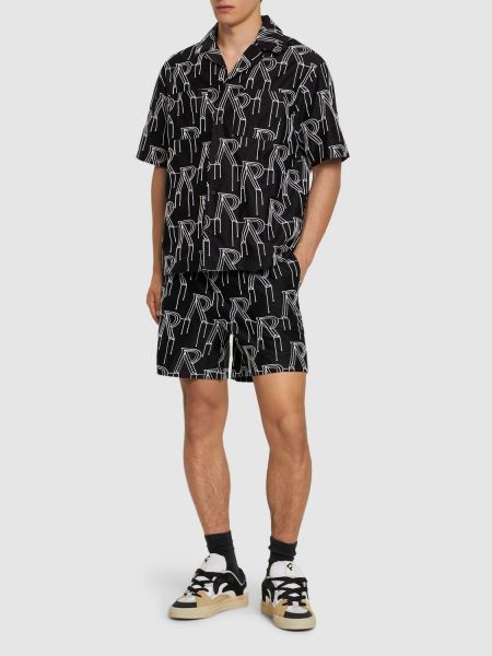 Pamut hímzett rövidnadrág Represent fekete