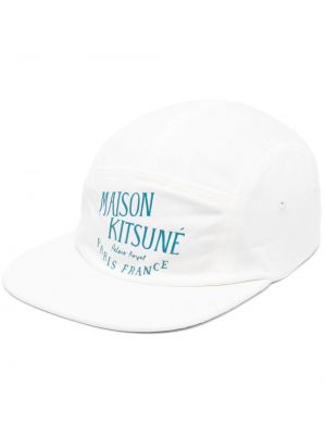 Памучна шапка с козирки с принт Maison Kitsuné бяло