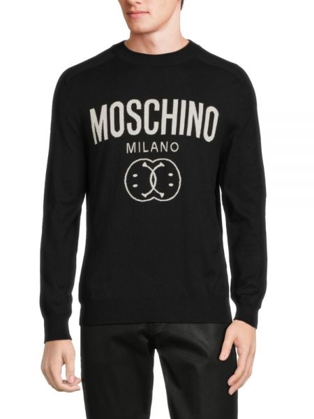 Свитер из кашемира с логотипом Moschino Couture! черный