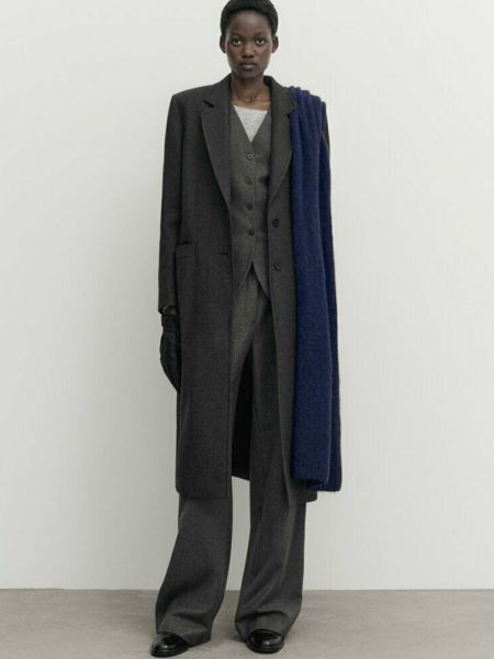 Пальто на пуговицах Massimo Dutti серое