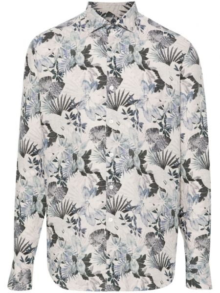 Lanena srajca s cvetličnim vzorcem s potiskom Xacus