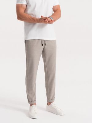 Kockované nohavice Ombre Clothing sivá