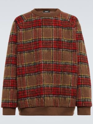 Flanelový kockovaný vlnený sveter Undercover hnedá