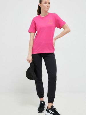 Koszulka bawełniana Fila różowa