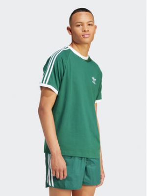 Slim fit pruhované tričko s krátkými rukávy Adidas Originals zelené