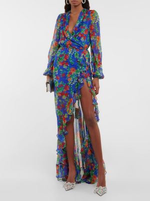 Kvetinové šifonové hodvábne dlouhé šaty Caroline Constas