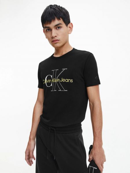 Raštuotas polo marškinėliai Calvin Klein juoda