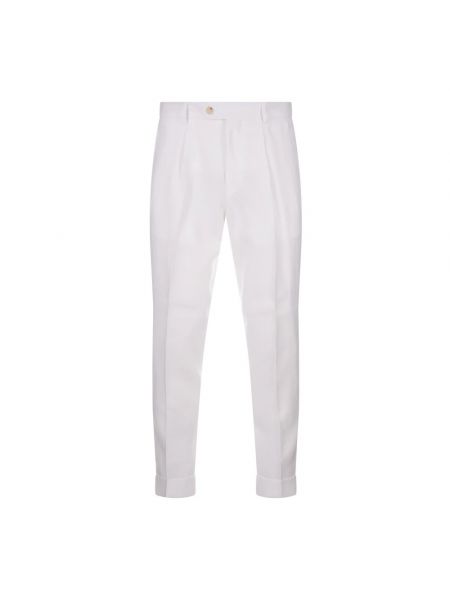 Lniane spodnie garniturowe Hugo Boss białe
