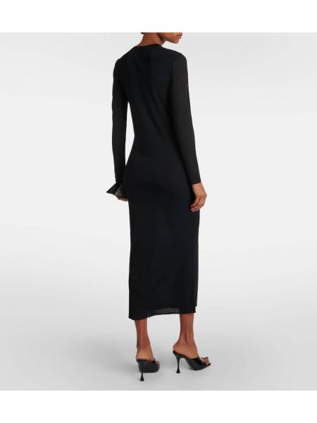 Pletena midi obleka Nina Ricci črna