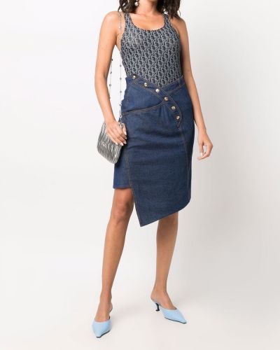 Spódnica jeansowa asymetryczna Christian Dior niebieska