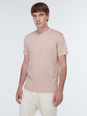Koszulka bawełniana Sunspel różowa