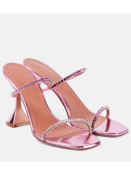 Læder sandaler Amina Muaddi pink