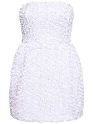 Květinové saténové mini šaty Rotate bílé