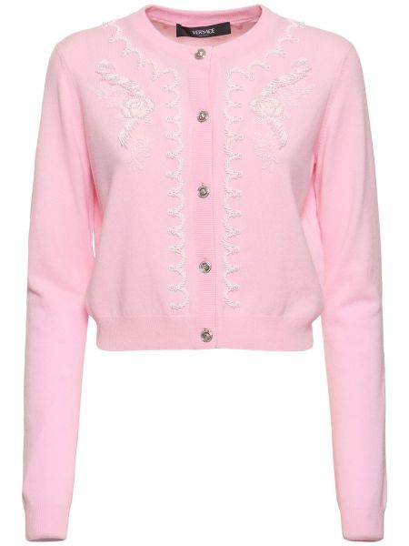 Cardigan med broderier Versace pink