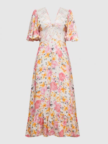 Мереживна сукня в квіточку з принтом Bytimo бежева