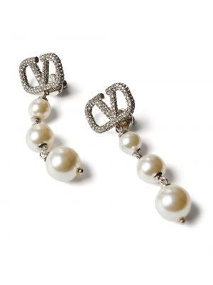 Boucles d'oreilles avec perles à boucle Valentino Garavani argenté