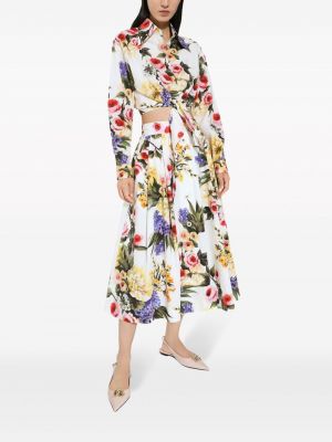 Květinové midi sukně s potiskem Dolce & Gabbana bílé