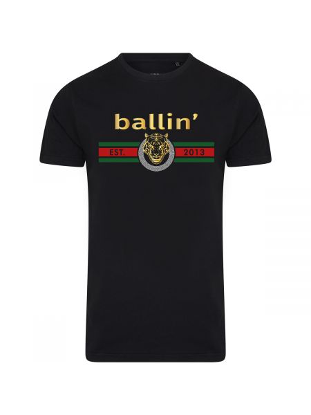 Koszulka z krótkim rękawem w tygrysie prążki Ballin Est. 2013 czarna