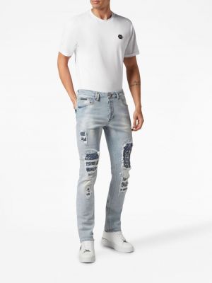 Skinny džíny s nízkým pasem Philipp Plein modré